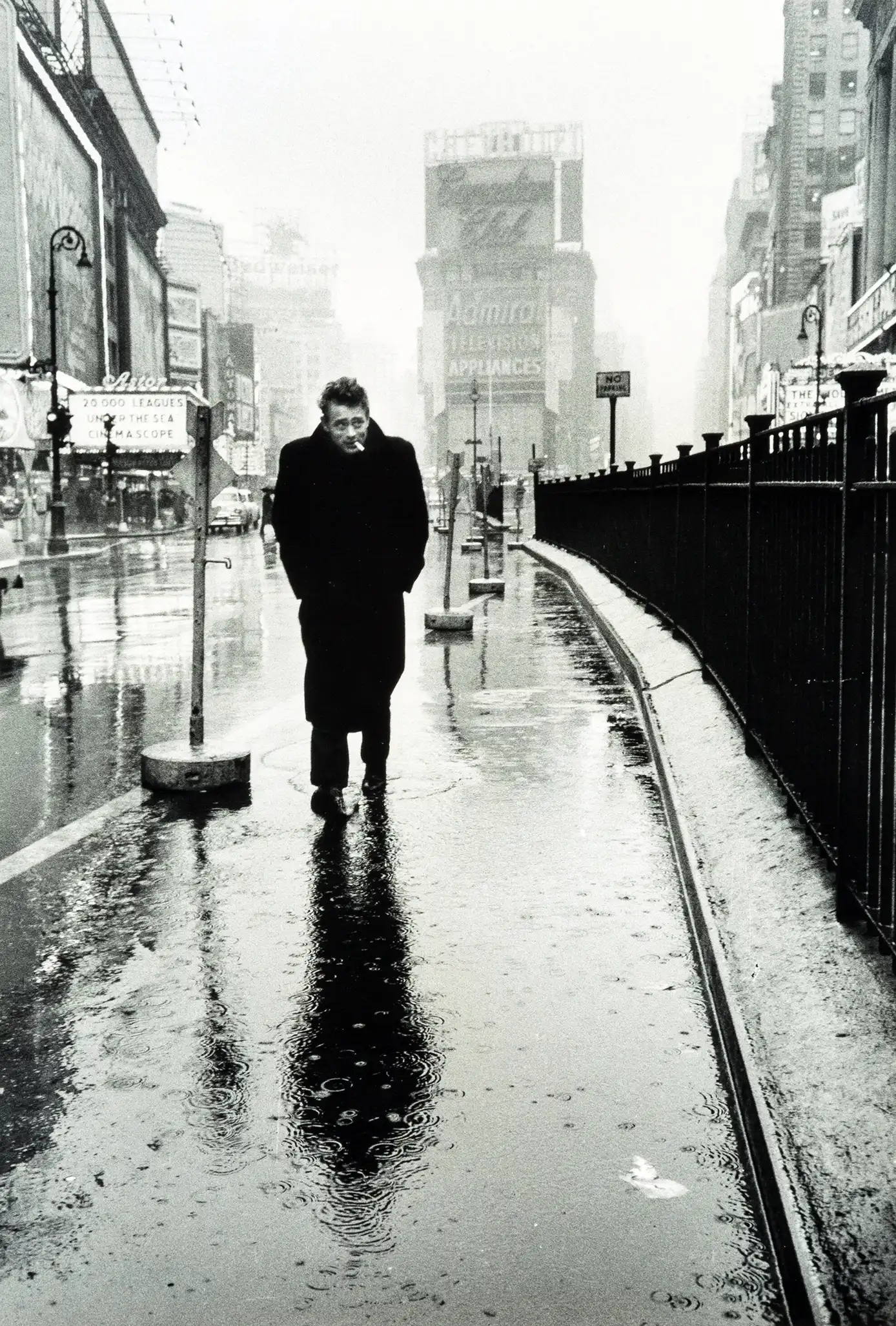James Dean Times Square Poster | Celebrity Art Print | Dennis Stock B&W Iconic Photo