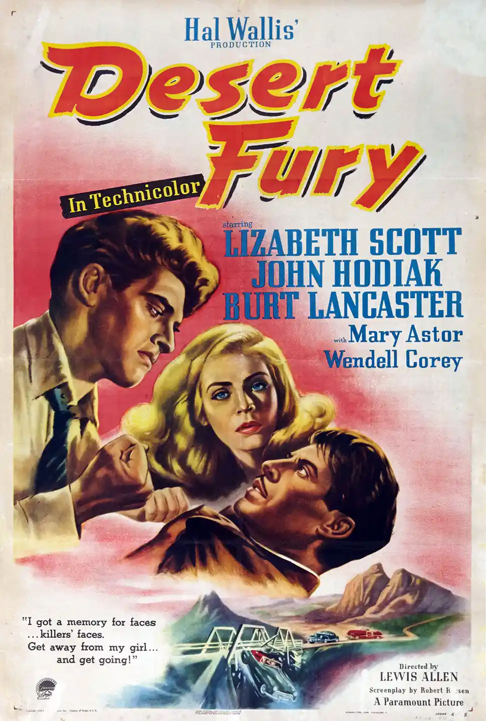 Desert Fury (1947) | Classic Movie Poster | Burt Lancaster Vintage Wall Art