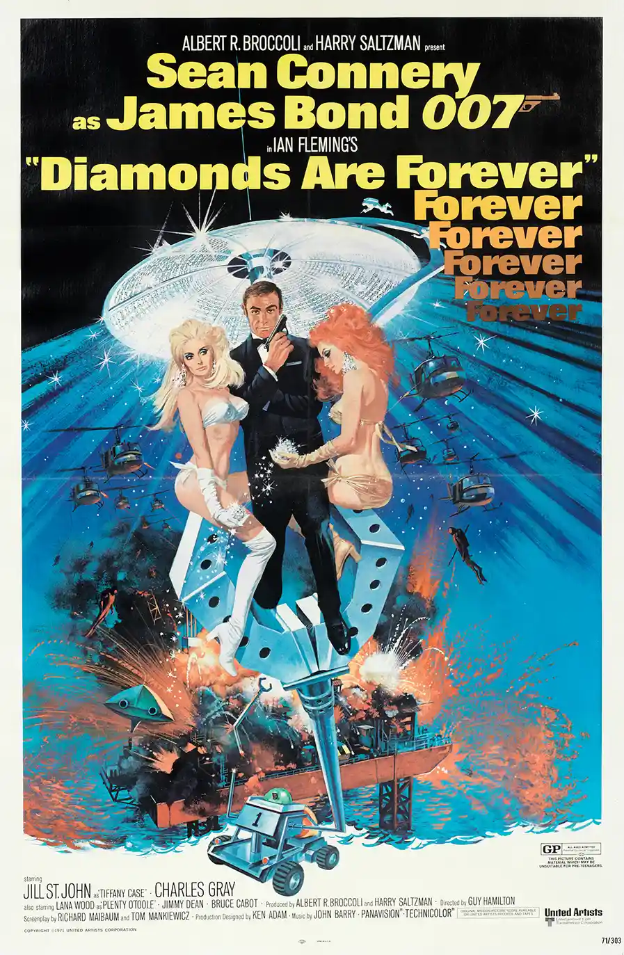 Diamonds Are Forever | Movie Poster | Original 1971 Sean Connery 007 Art
