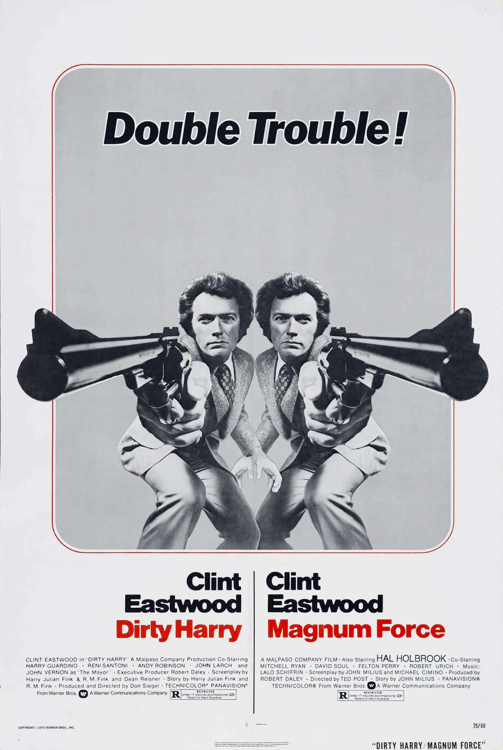 Dirty Harry & Magnum Force | Movie Poster | Clint Eastwood "Double Trouble" Art