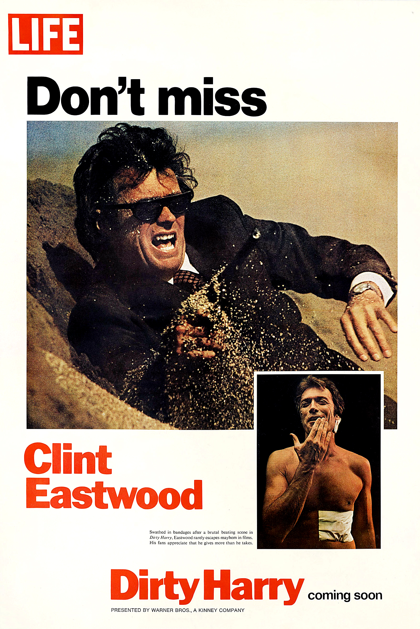 Dirty Harry | Vintage Movie Poster | Clint Eastwood LIFE Ad Print