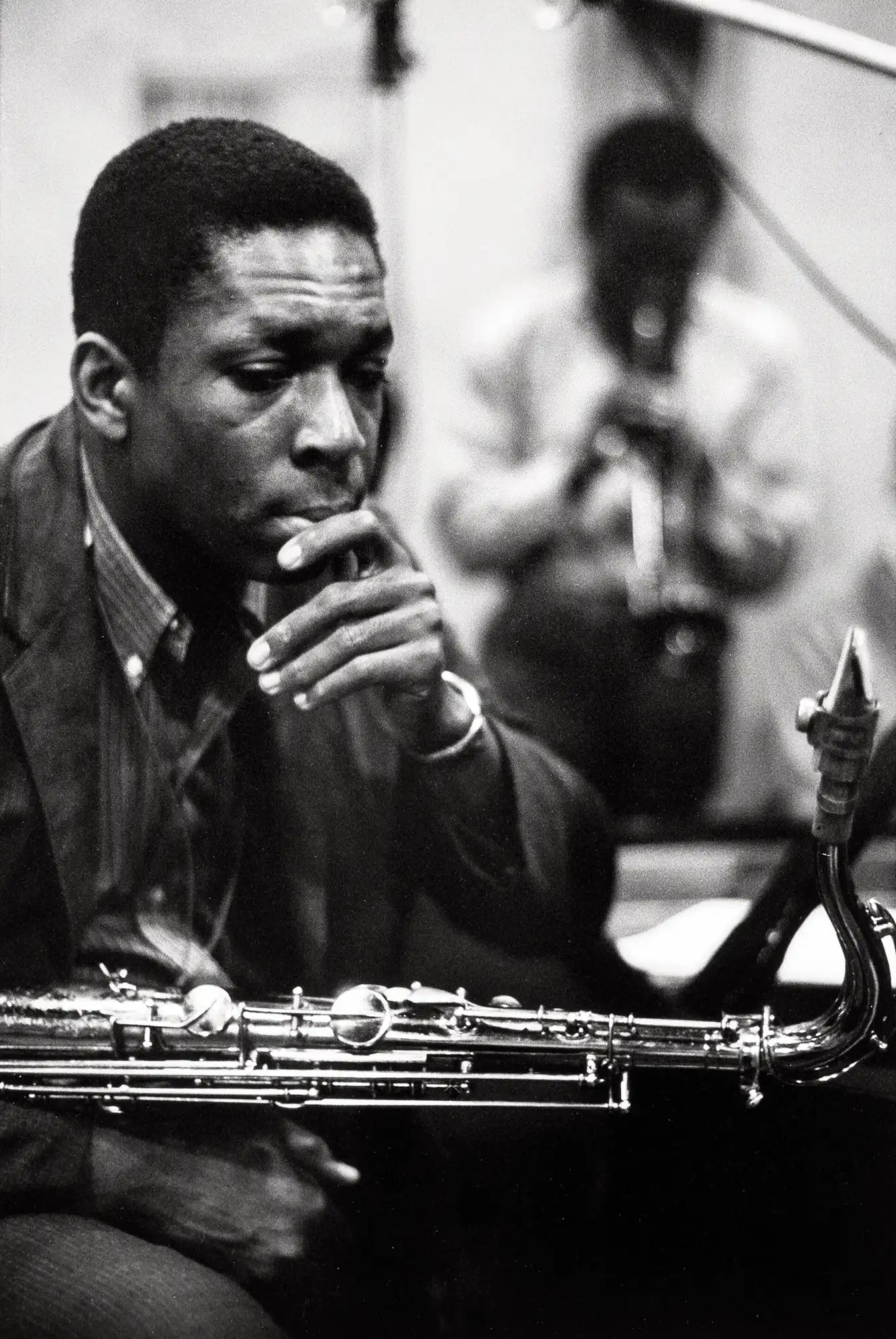 John Coltrane | Jazz Music Poster | Pensive Black & White Photo
