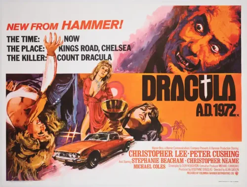 Dracula A.D. 1972 British Hammer Horror Vintage Movie Poster