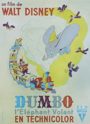 Dumbo Flying Elephant French Vintage Movie Poster