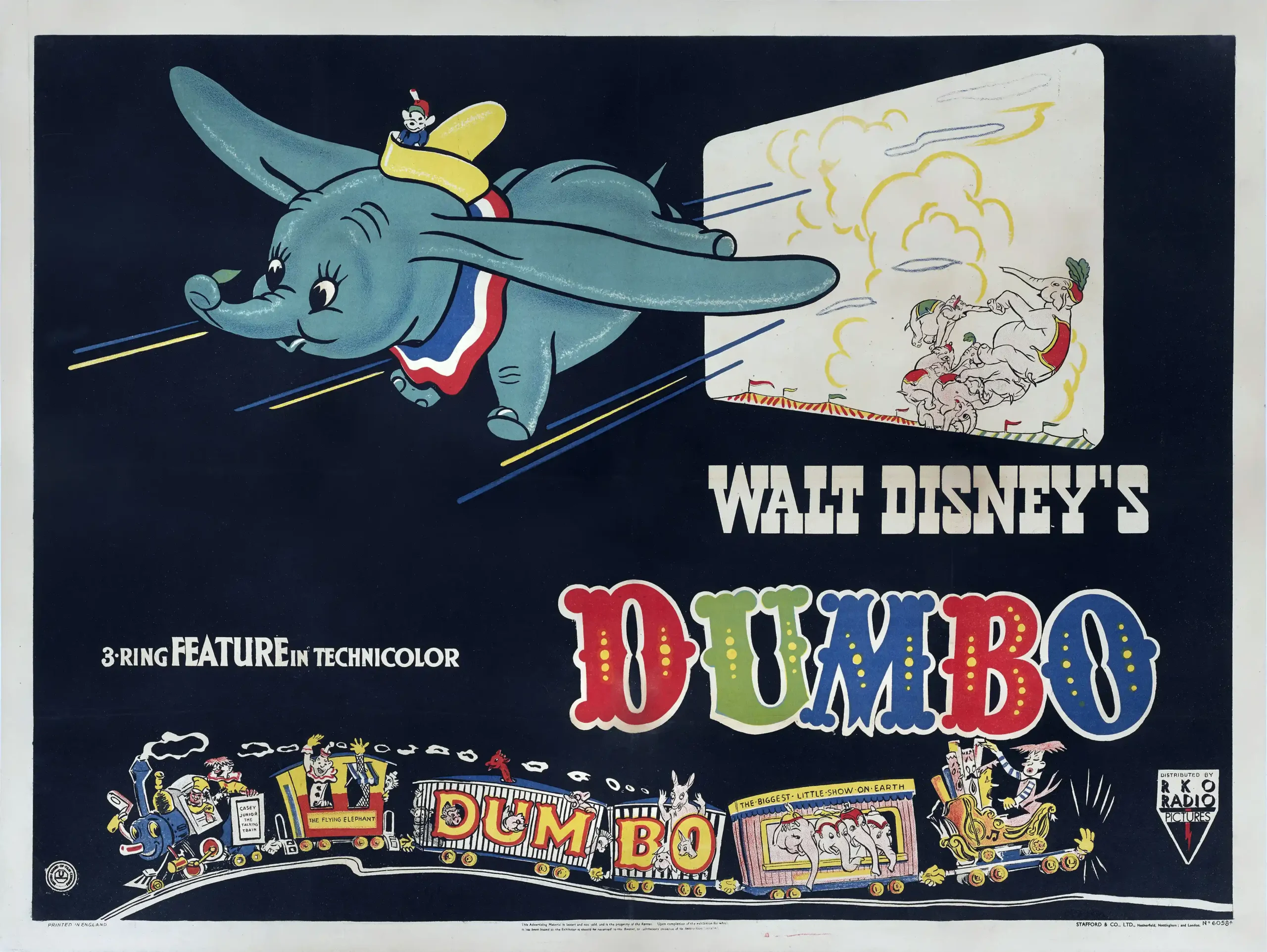 Dumbo | Classic Disney Movie Poster | Vintage Flying Elephant Art