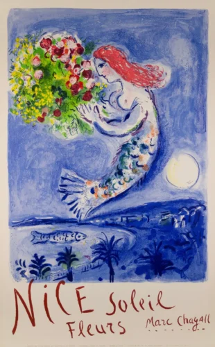 Marc Chagall Nice Soleil Fleurs, The Mermaid of Nice Art Print