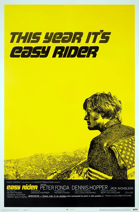 Easy Rider | Classic Movie Poster | Original 1969 Yellow Minimalist Wall Art