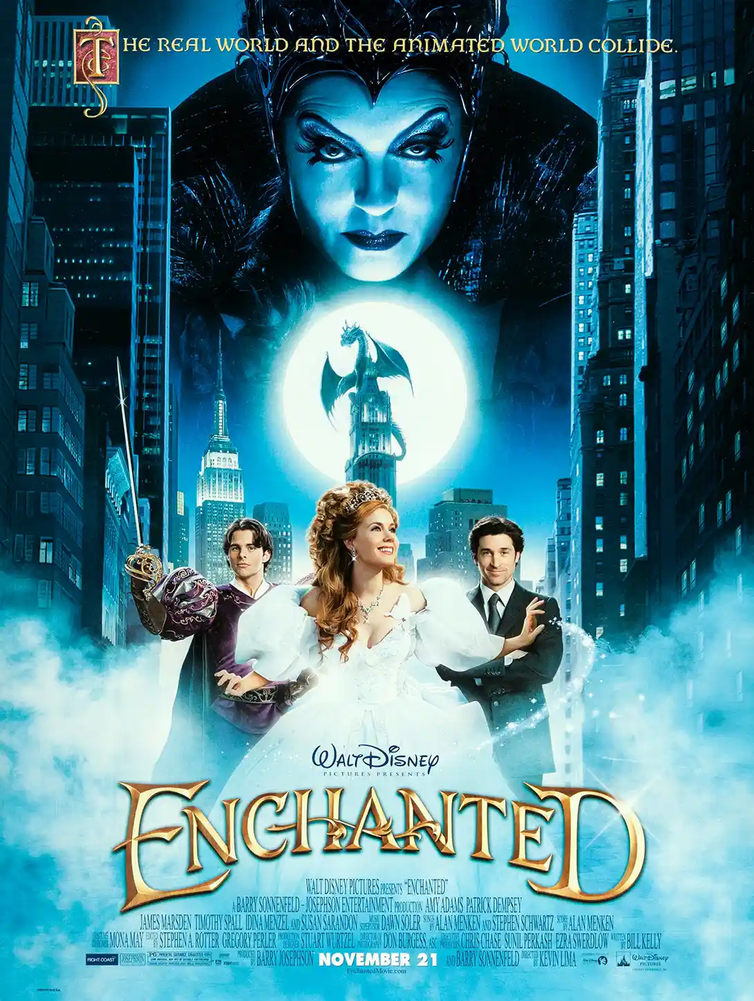 Enchanted | Disney Movie Poster | Giselle, Narissa & NYC Skyline Art