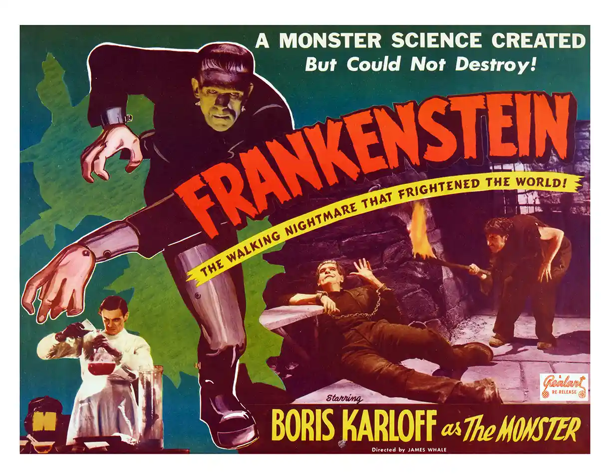Frankenstein | Classic Horror Movie Poster | Vintage Boris Karloff Wall Art