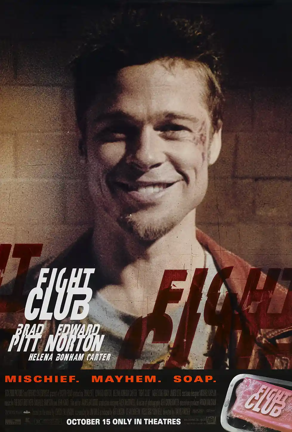 Fight Club | Movie Poster | Tyler Durden Smiling Brad Pitt Art