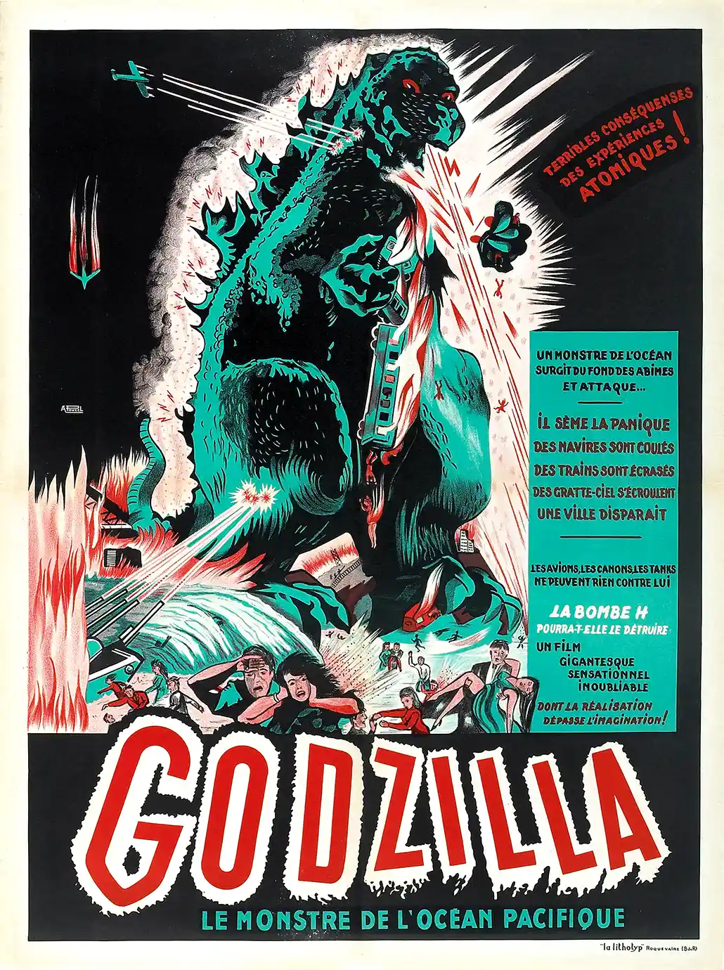 Godzilla (1954) | Movie Poster | Vintage French Theatrical Art