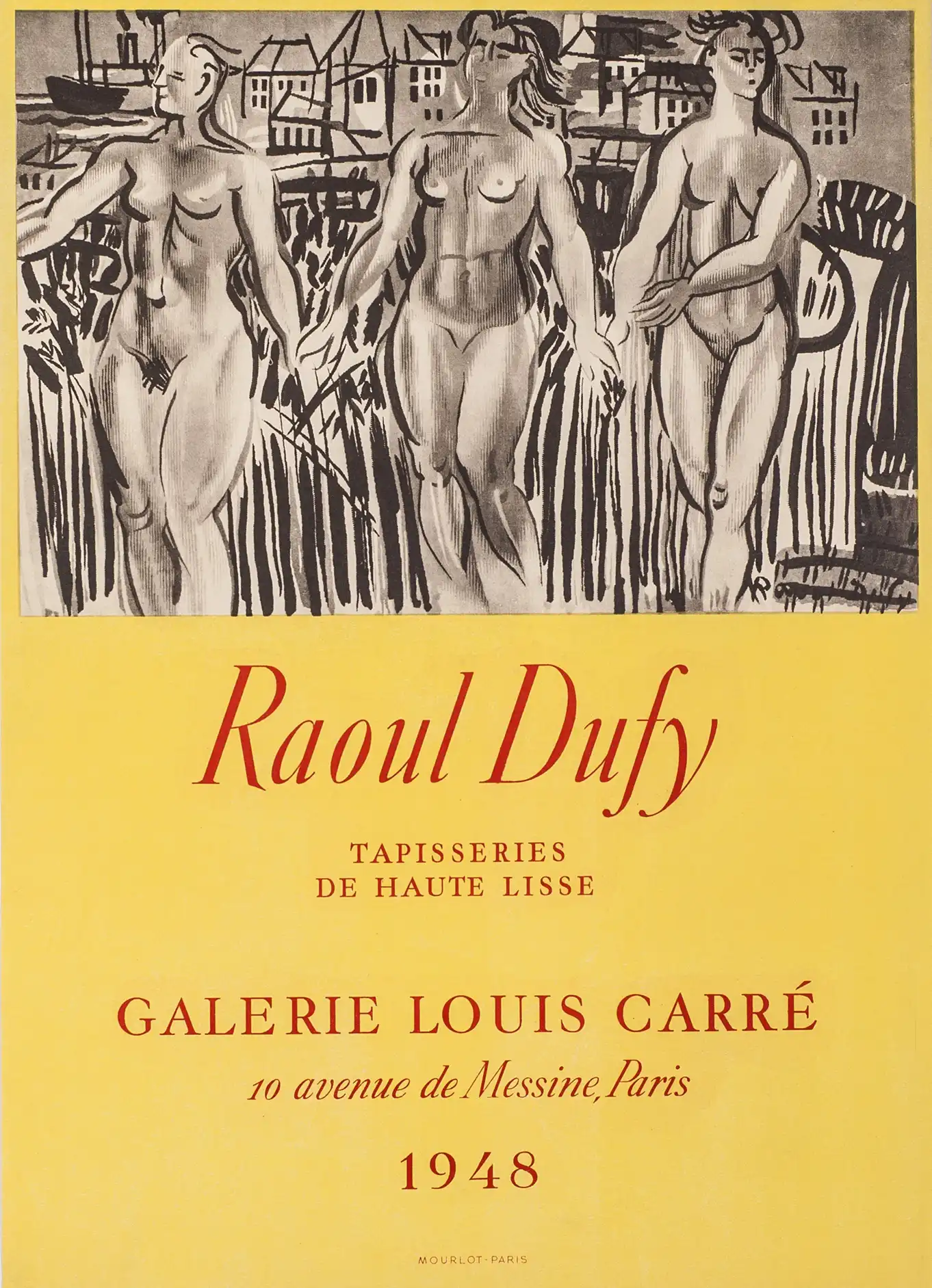 Raoul Dufy Tapisseries 1948 | Vintage Exhibition Poster | Nudes & Yellow Decor Print