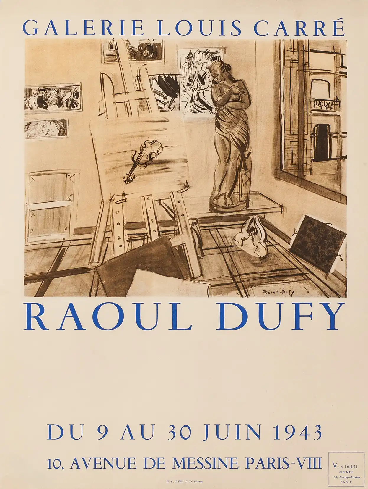 Raoul Dufy | Vintage Art Exhibition Poster | 1943 Atelier Print