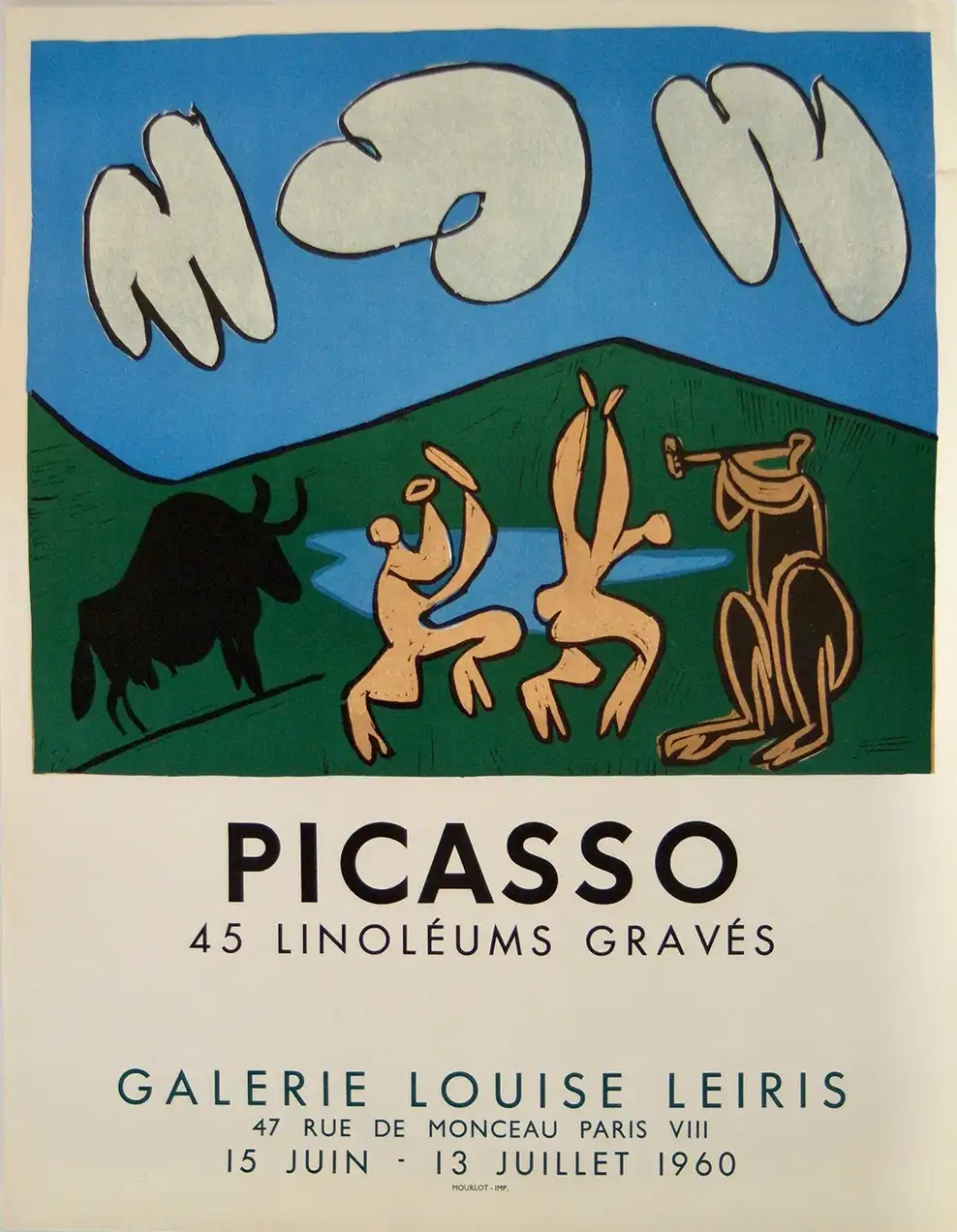 Pablo Picasso | Vintage Art Poster | 1960 Linocut Faun and Bull Print