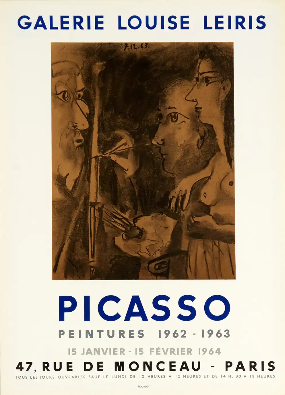 Pablo Picasso Galerie Louise Leiris | Vintage Art Poster | 1964 Print