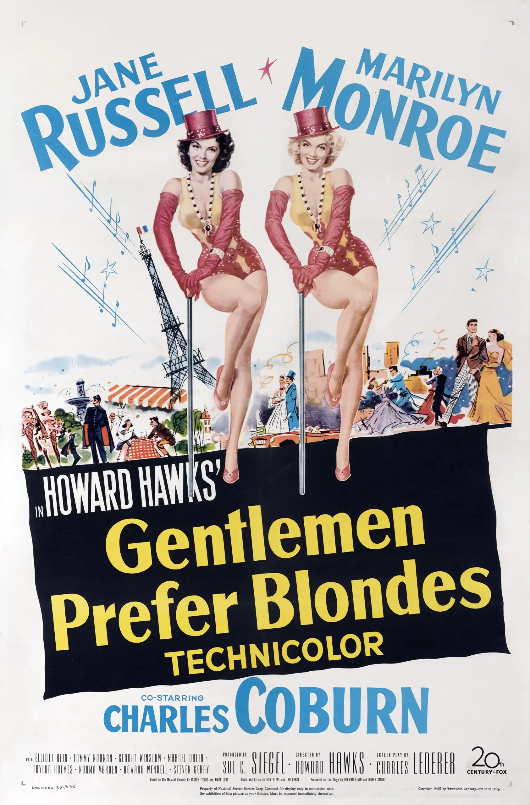 Gentlemen Prefer Blondes | Movie Poster | Monroe & Russell Pinup Art Print