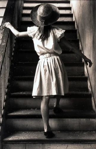 George Krause Girl on Stairs Black and White Photography Print