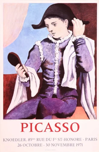 Pablo Picasso Harlequin with Mirror Paris Exhibition Art Print