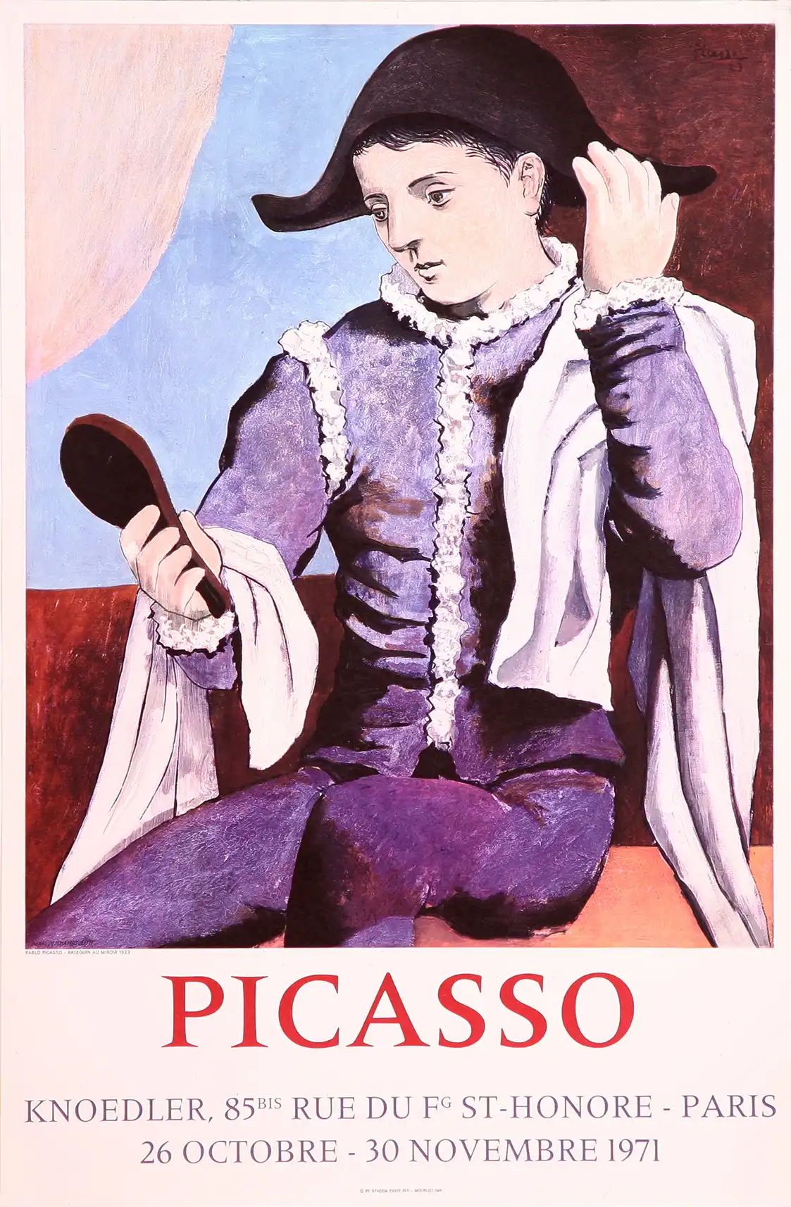 Pablo Picasso | Vintage Art Exhibition Poster | Harlequin with Mirror Print