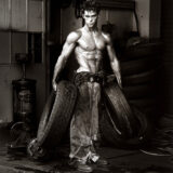 Herb Ritts Fred with Tires Black and White Photography Print