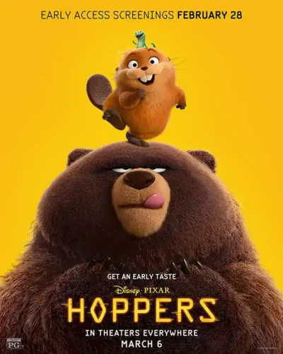 Hoppers Pixar Bear and Beaver Duo Movie Poster