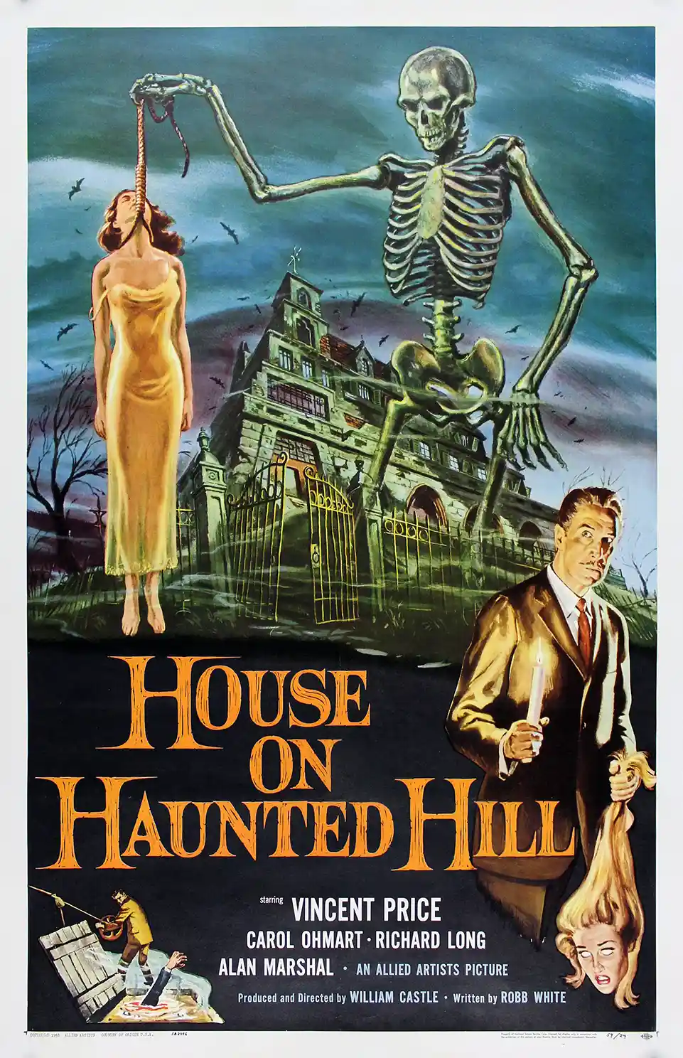 House on Haunted Hill | Movie Poster | Giant Skeleton & Vincent Price Art