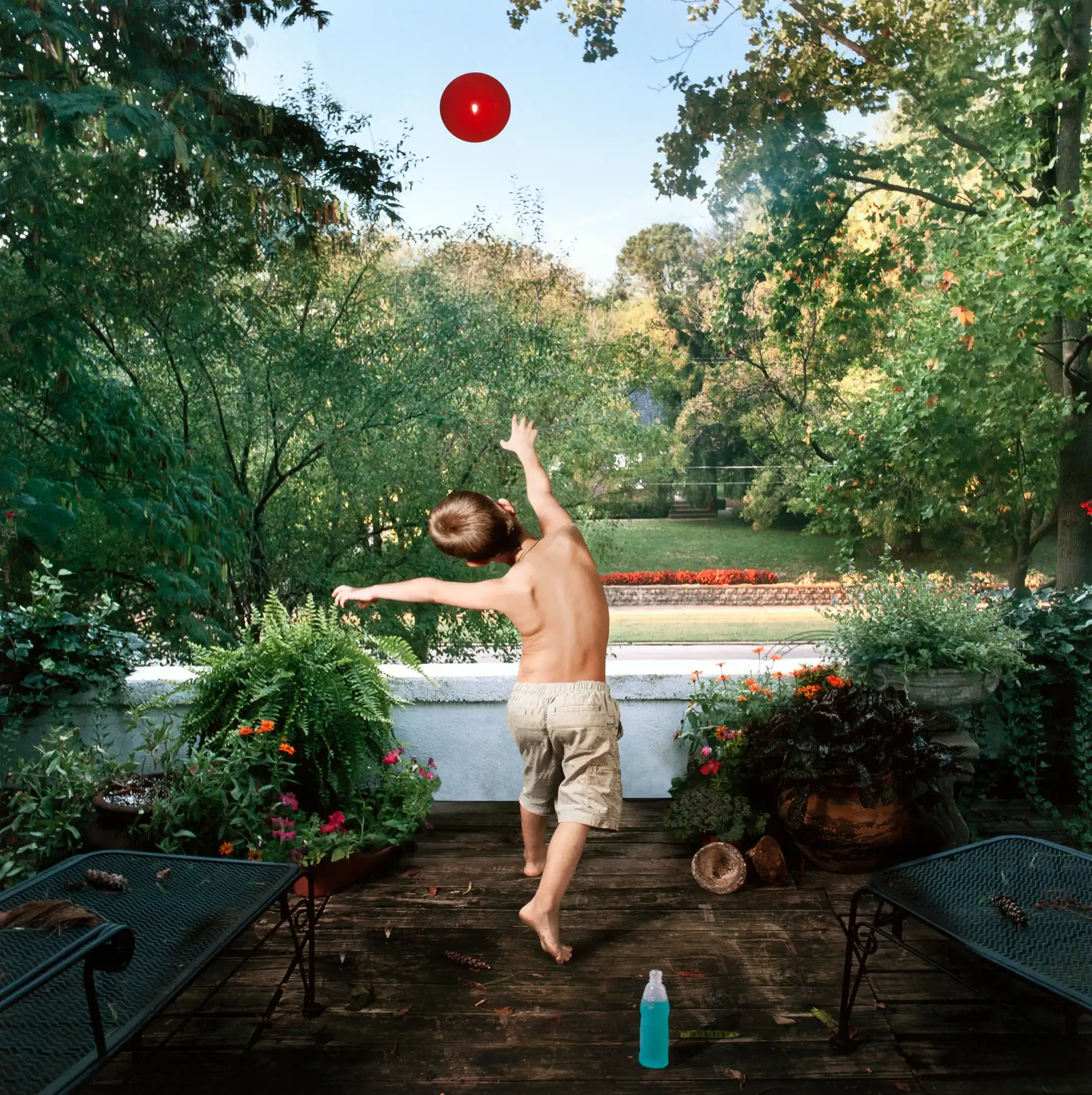 Julie Blackmon | Fine Art Photography Poster | Child & Red Ball Print