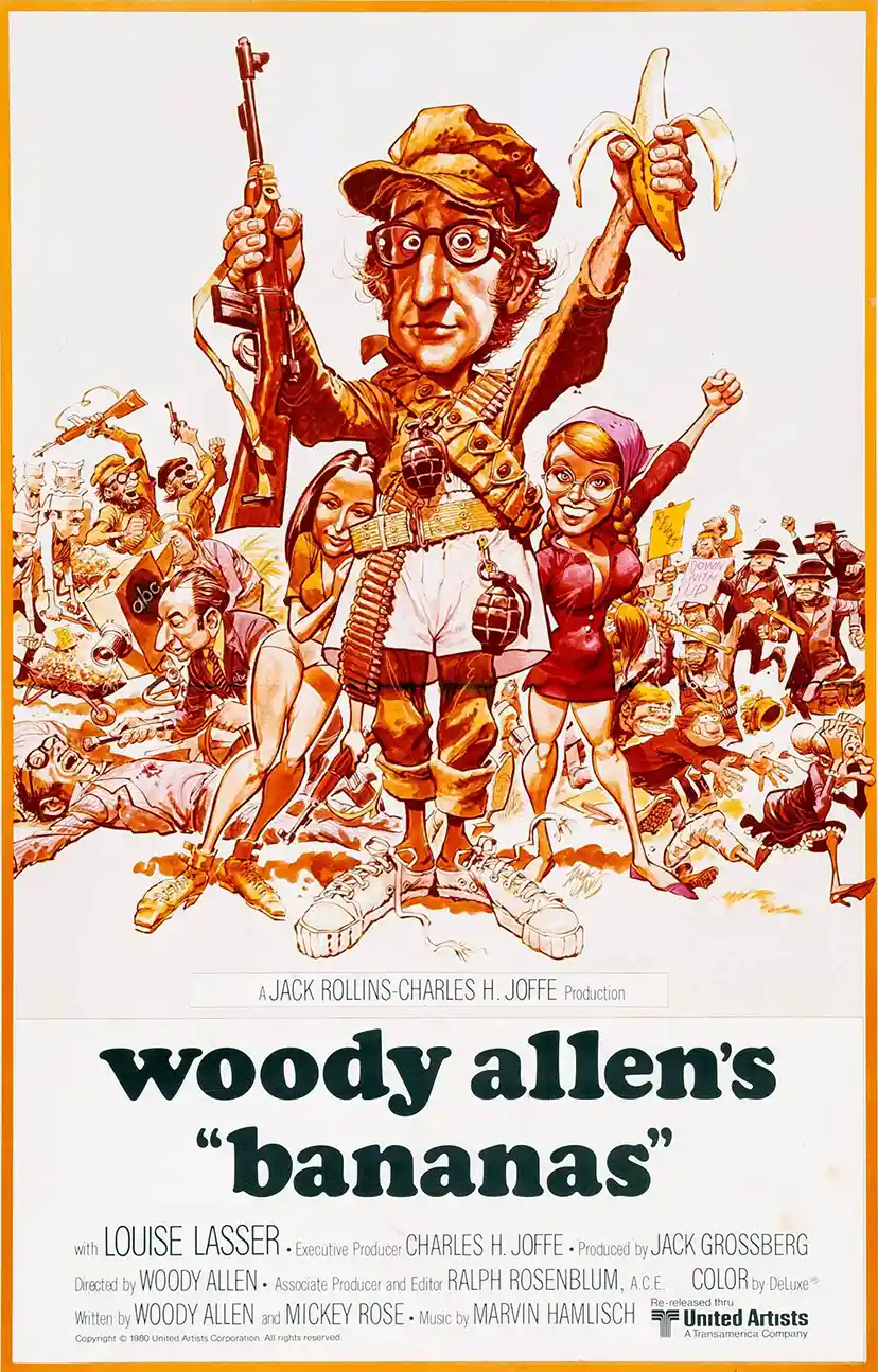 Bananas | Movie Poster | Jack Davis Caricature Wall Art Print