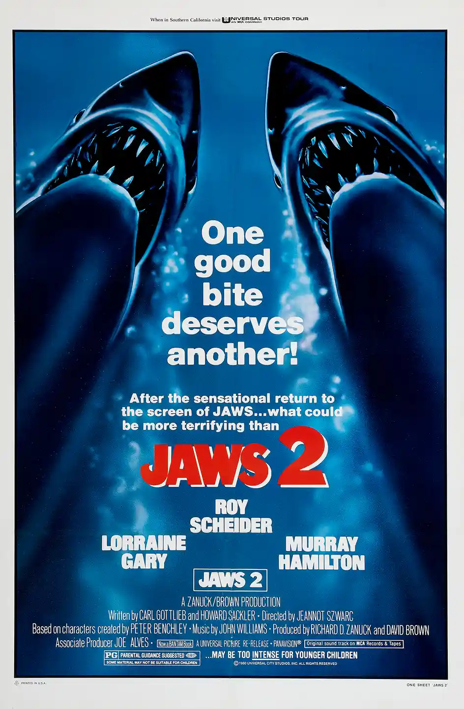 Jaws 2 | Movie Poster | Dual Shark Attack Vintage Film Print