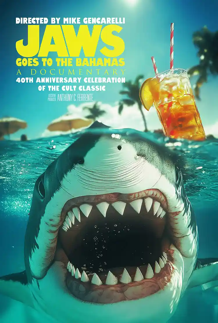 Jaws Goes to the Bahamas | Movie Poster | Humorous Shark Wall Art Print