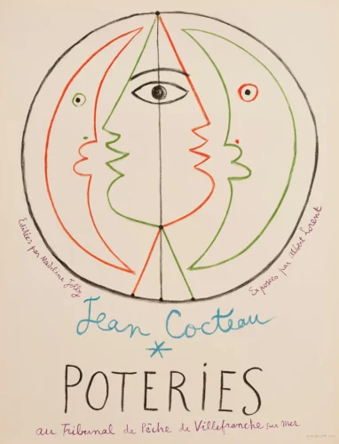 Jean Cocteau Poteries 1958 Villefranche-sur-Mer Exhibition Poster