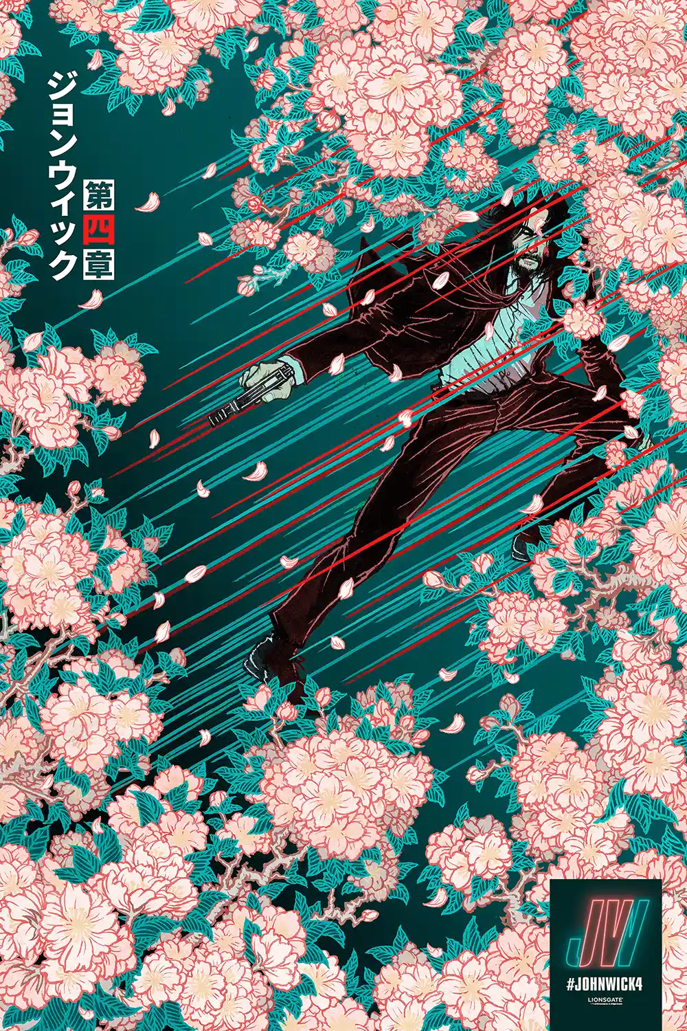 John Wick: Chapter 4 | Movie Poster | Neo-Noir Floral Action Art