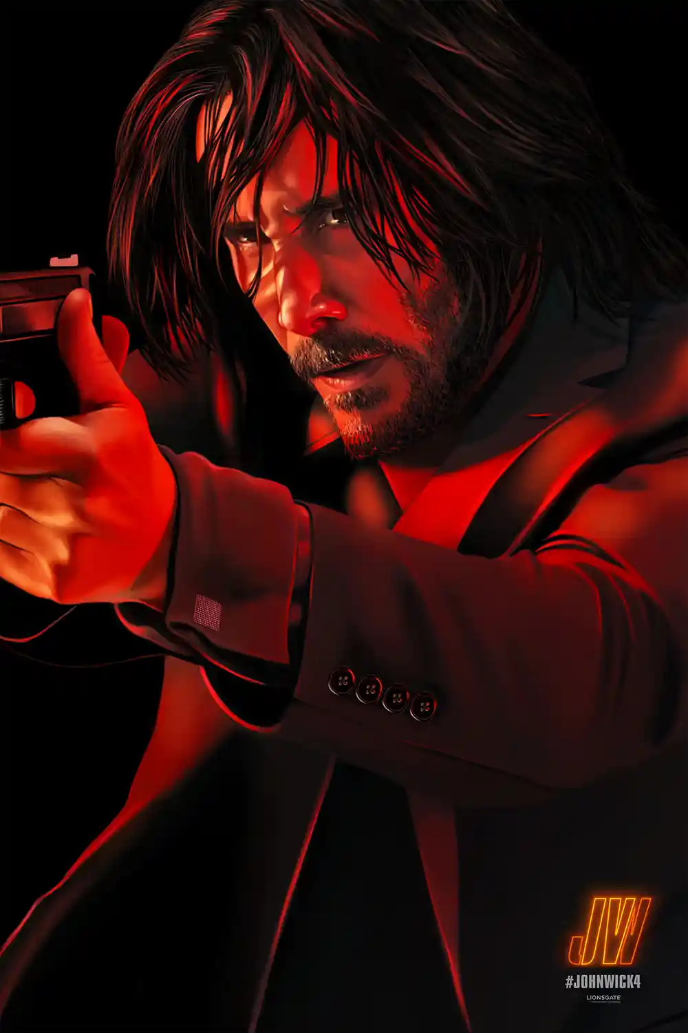 John Wick: Chapter 4 | Movie Poster | Neon Red Action Art Print