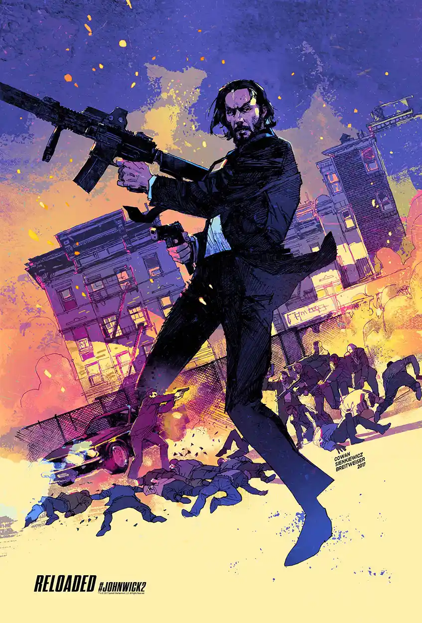 John Wick Chapter 2 Poster | Action Movie Wall Art | Neon Illustration