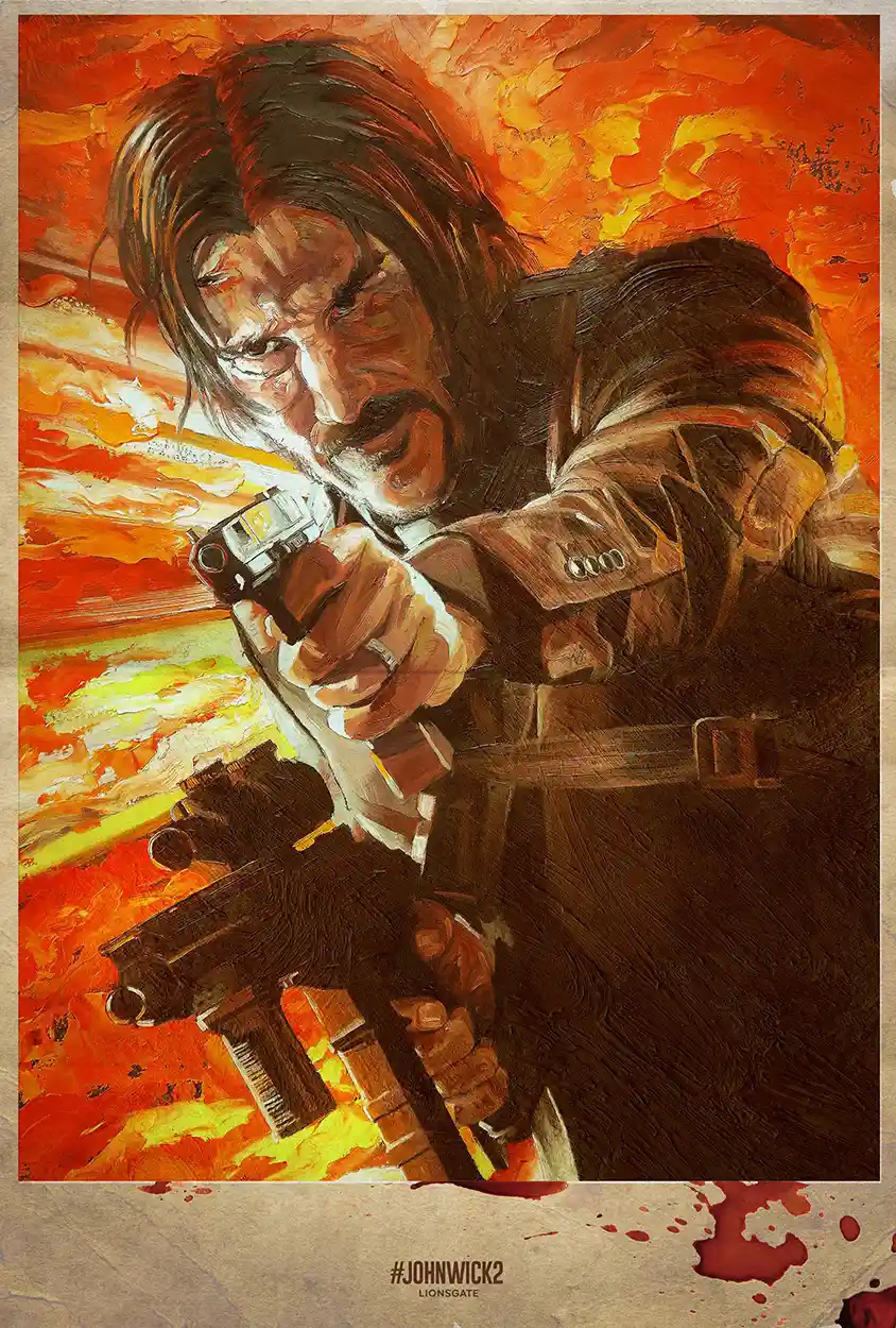 John Wick 2 | Movie Poster | Dramatic Oil Paint Style Wall Art