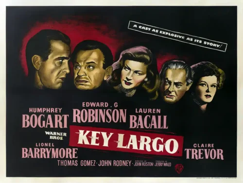 Key Largo 1948 Humphrey Bogart and Lauren Bacall Vintage Movie Poster