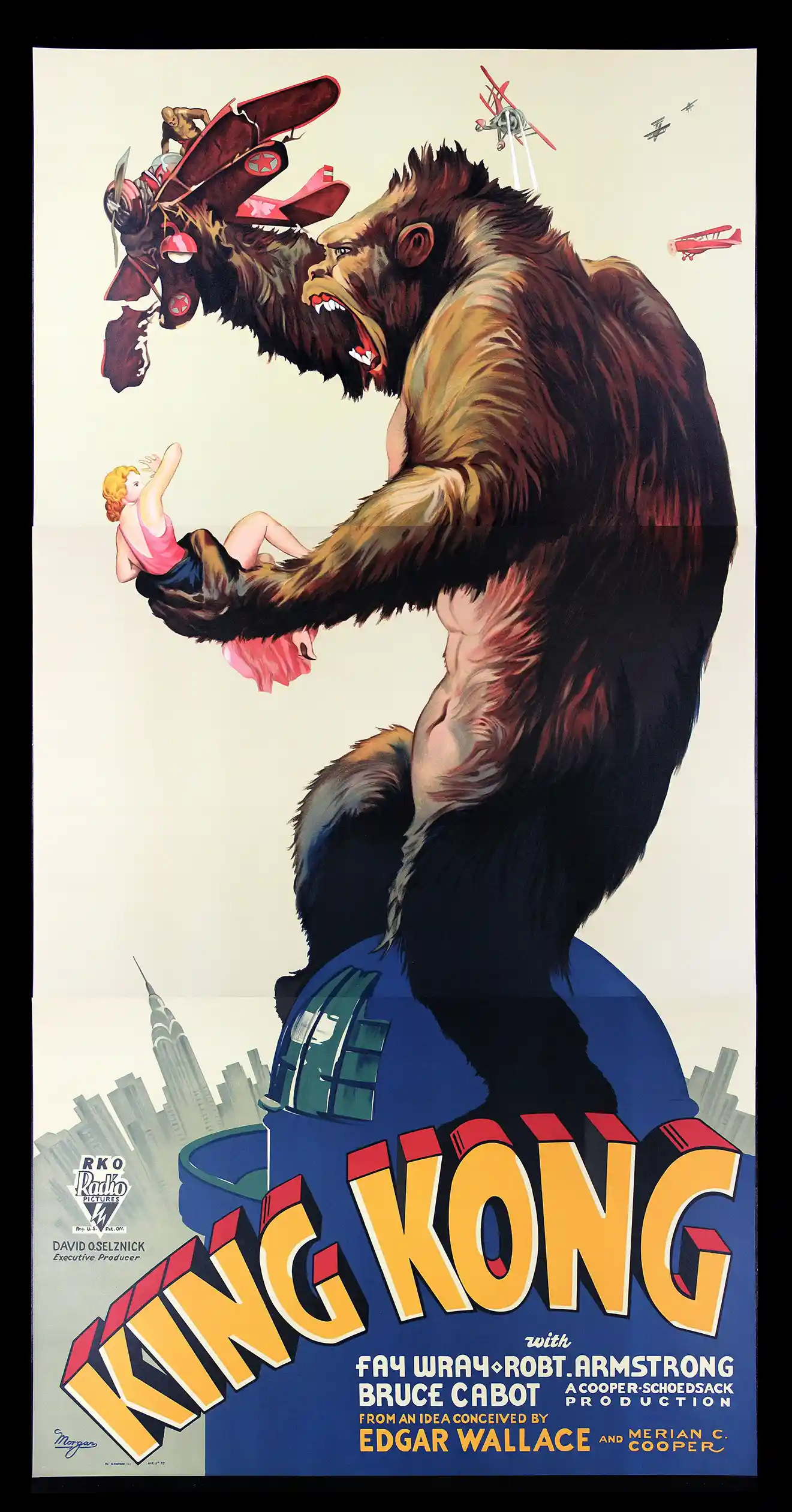 King Kong (1933) Movie Poster | Iconic Biplane Attack Wall Art Print