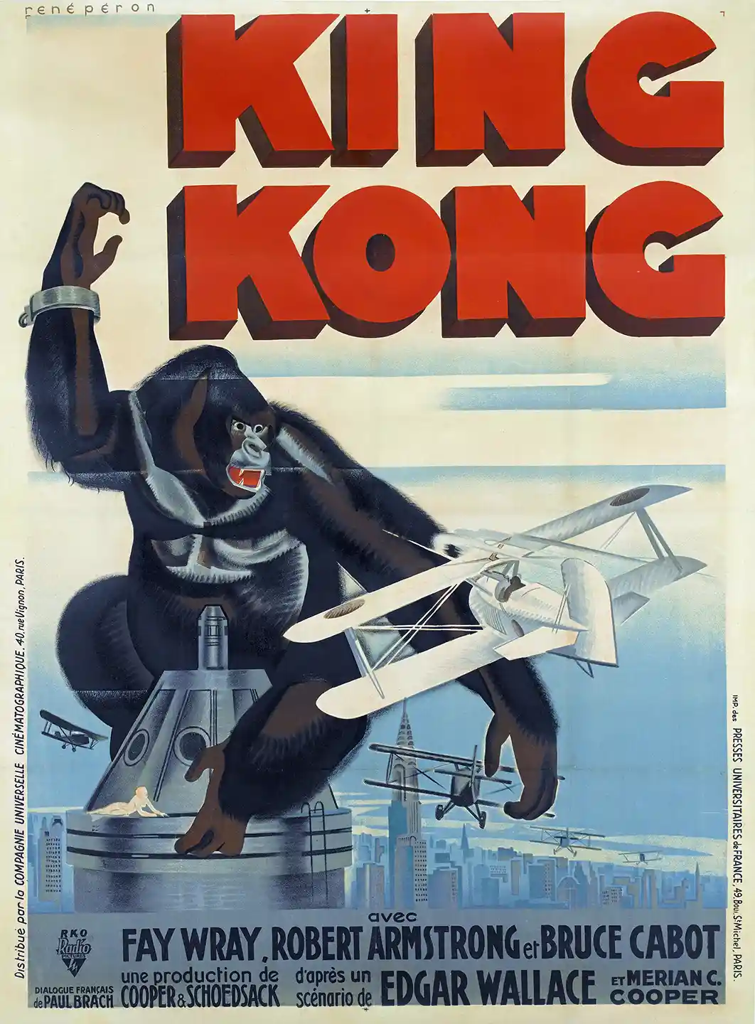 King Kong (1933) | Movie Poster | Vintage French Illustrated Art Print