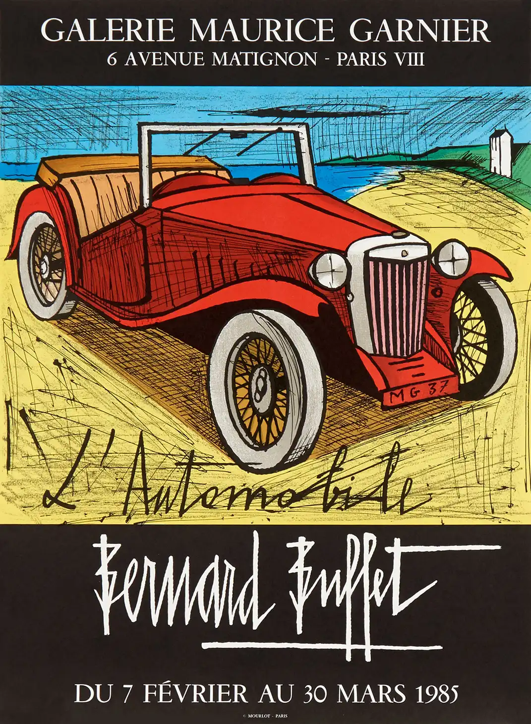 L'Automobile | Bernard Buffet Art Poster | Vintage Red Car Print