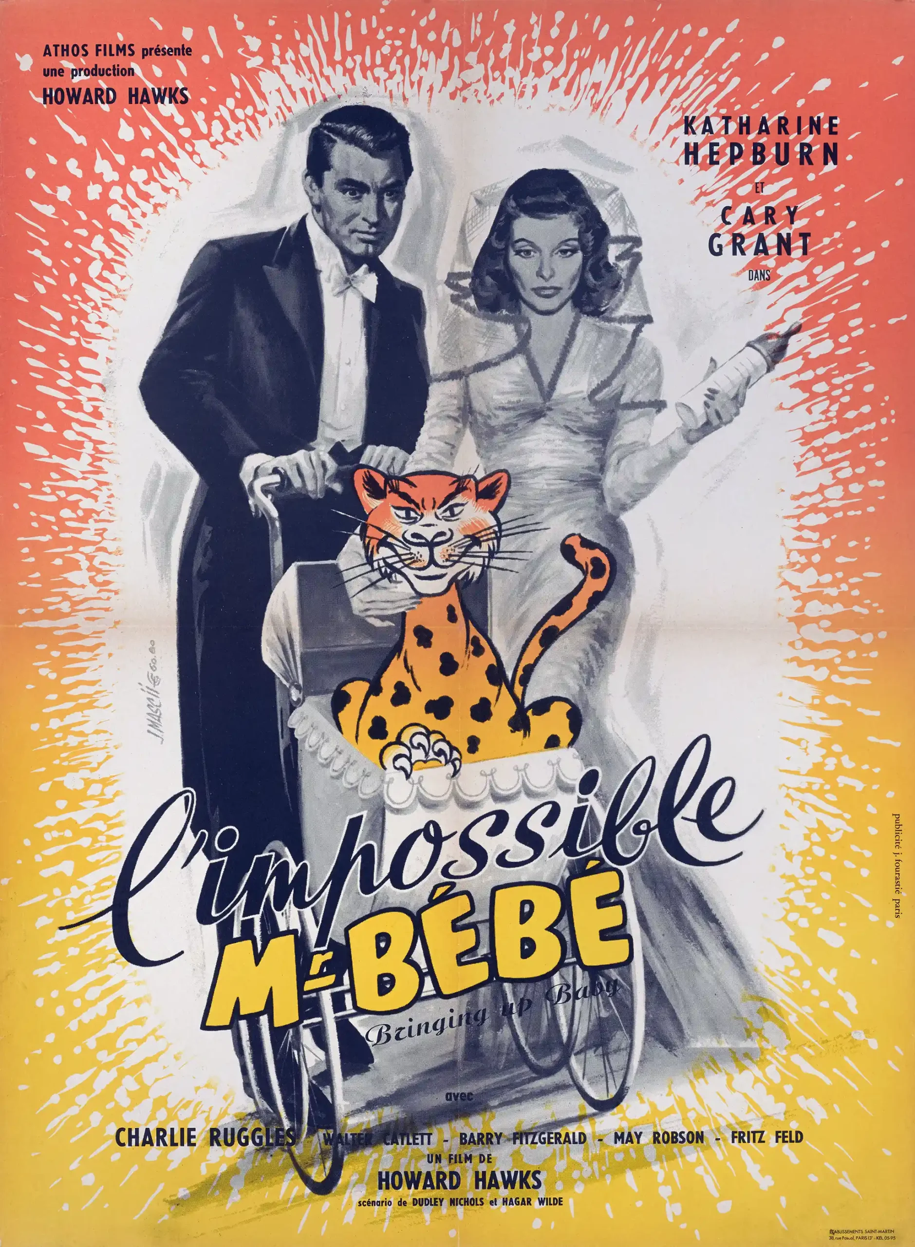 Bringing Up Baby | Vintage Movie Poster | Cary Grant & Katharine Hepburn Art