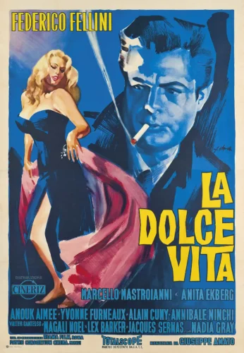 La Dolce Vita Marcello Mastroianni Vintage Italian Movie Poster