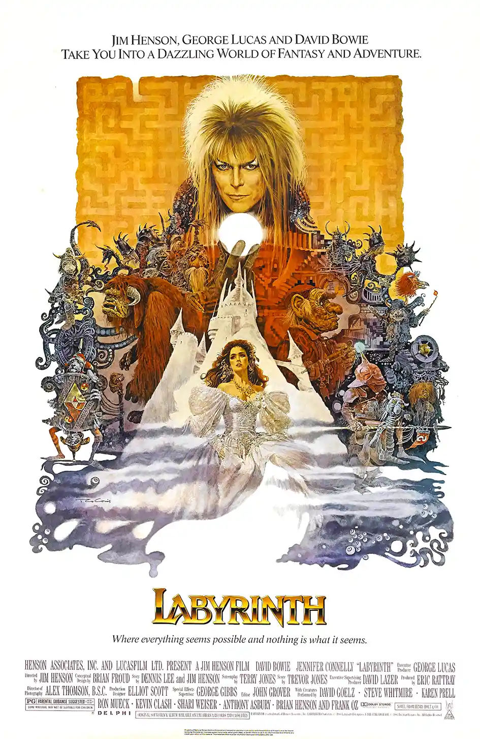 Labyrinth (1986) | Movie Poster | Jareth the Goblin King & Sarah Art Print