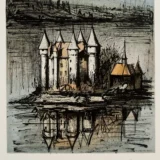 Bernard Buffet Château de Val, Vintage Art Poster, 1976 Lithograph