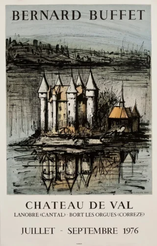 Bernard Buffet Château de Val, Vintage Art Poster, 1976 Lithograph