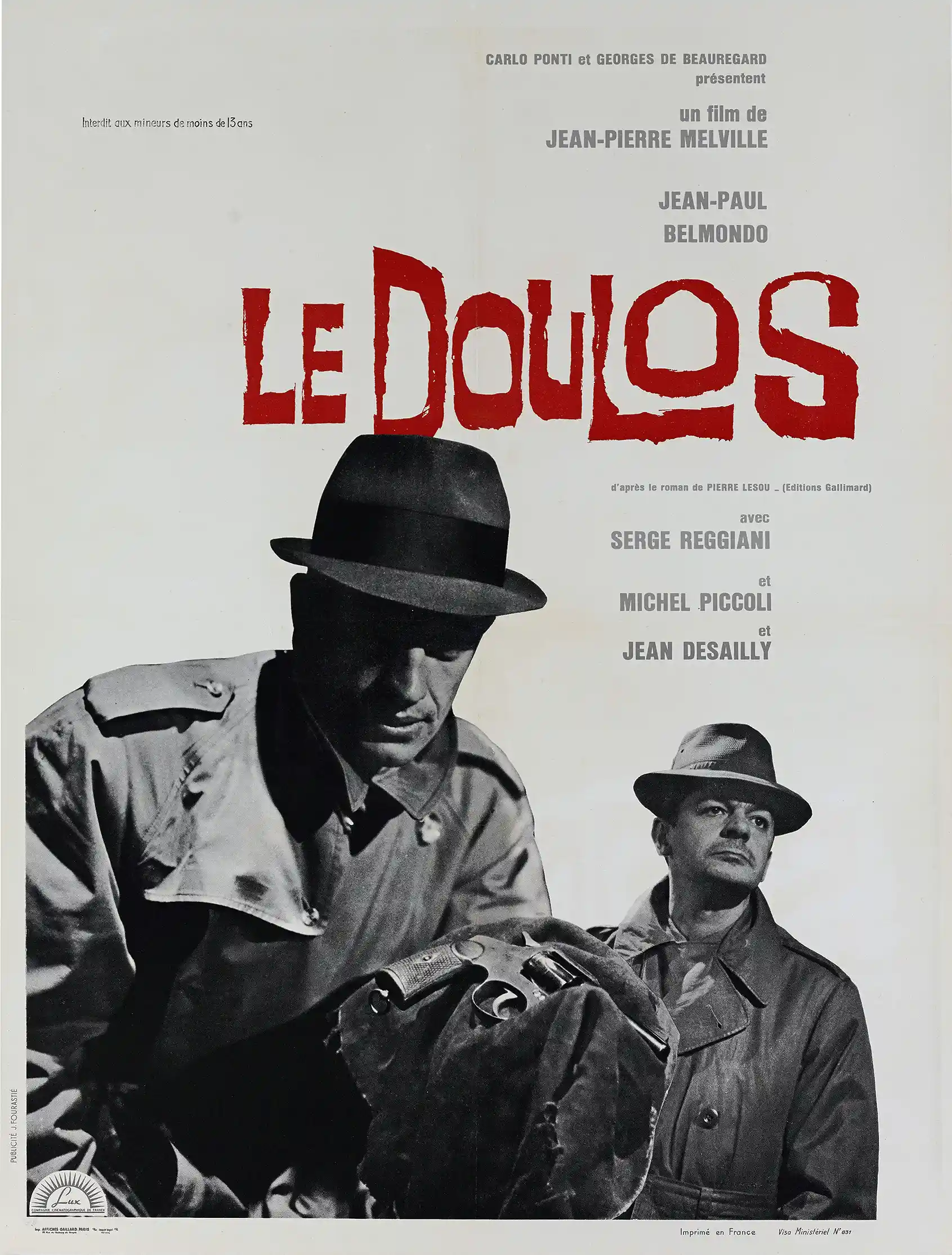 Le Doulos | French Noir Movie Poster | Vintage Gangster Wall Art Print