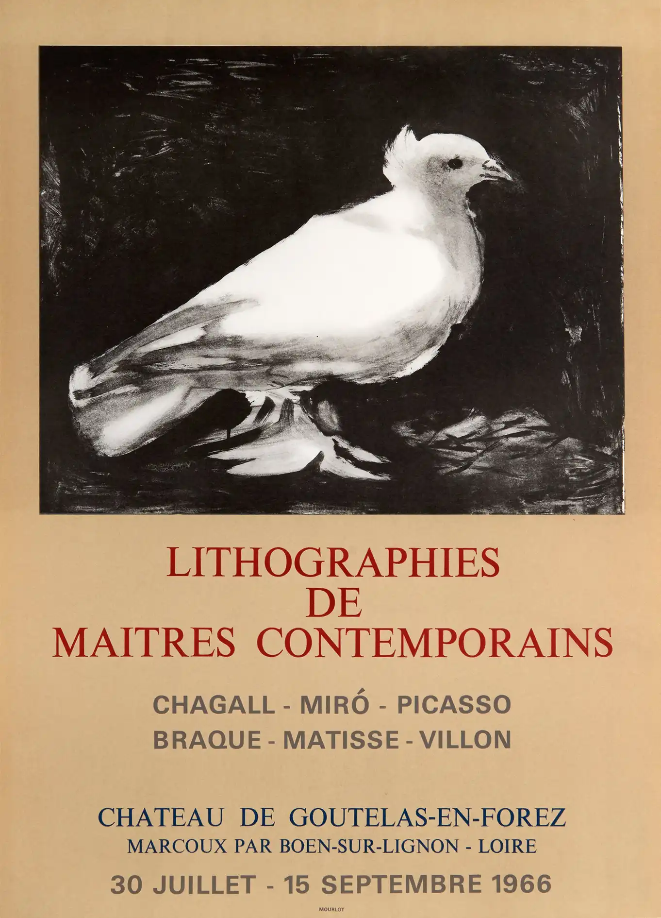 Picasso Dove Poster | Vintage 1966 Art Exhibition Print | Masterpiece Wall Decor