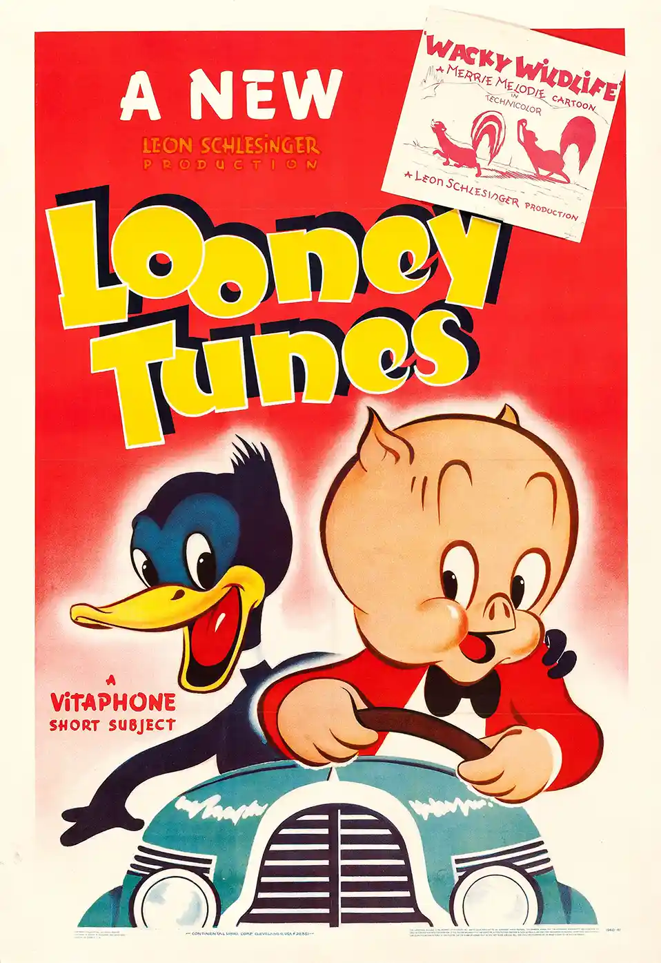 Looney Tunes | Classic Cartoon Poster | Vintage Porky Pig Driving Art
