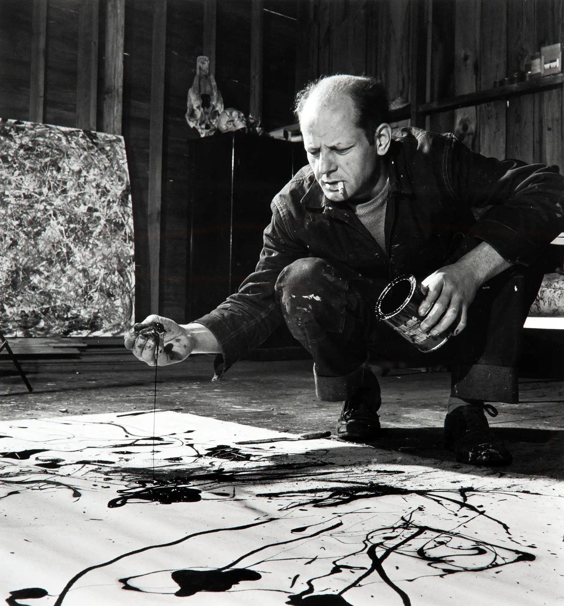 Jackson Pollock Drip Painting | Art Poster | Black & White Photography Print