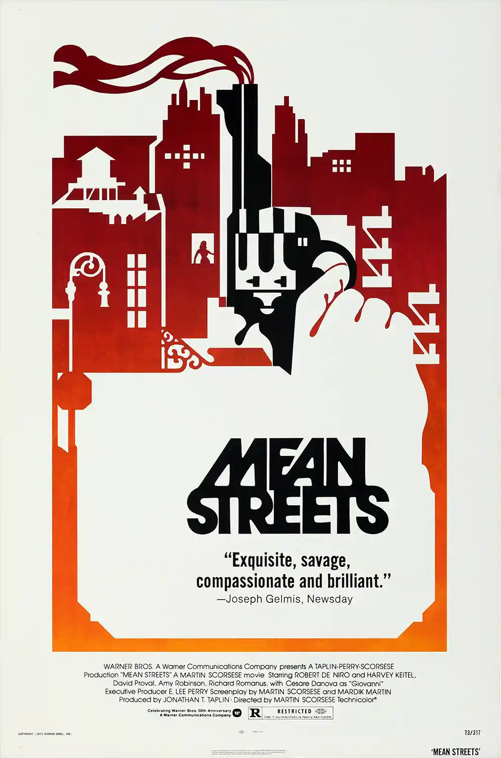 Mean Streets | Movie Poster | Vintage Red Cityscape Gun Art