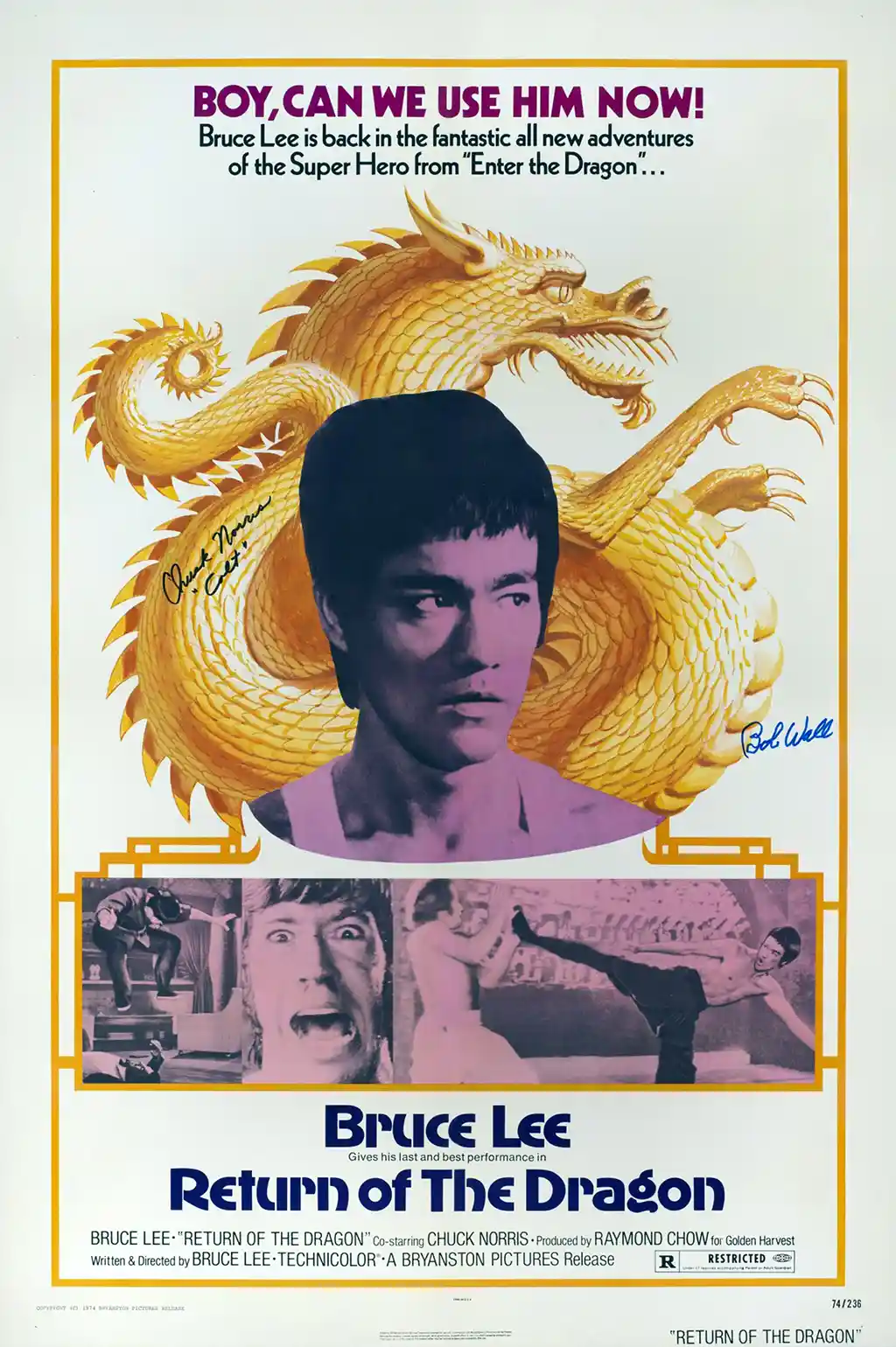 Return of the Dragon | Movie Poster | Bruce Lee & Golden Dragon Vintage Art